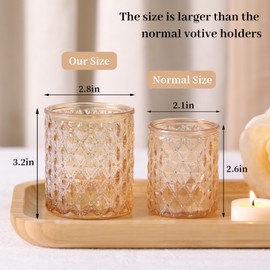 12Pcs Large Votive Candle Holders Gold Tea Light Candle Holders Glass Candle Holder for Wedding, Bridal Shower, Table Centerpiece, Party, Home Decor