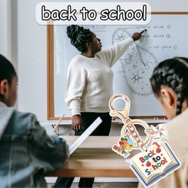 First Day of School Teacher Appreciation Gifts Keychain - Back to School for Daughter Son - Christmas Birthday Gifts for Sister Brother - Book Keychains for Students and Best Friend