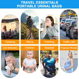 Disposable Urine Bags 12 Pcs, 900ML Pee Bags for Travel for Women and Men, Emergency Vomit Bag Car Emesis Throw up Barf Bag Portable Toilet Urinals for Camping Road Trip Traffic Pregnant Patient Kids