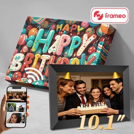 Mother's Day Gift,Ekoio Digital Picture Frame 10.1 Inch WiFi,gift idea, IPS Touch Screen Smart Cloud Photo Frame with 32GB Storage, Auto-Rotate Easy Setup to Share Photos or Videos, White Wall Mountable,gift for mom:_10.1 Black-Christmas gift box