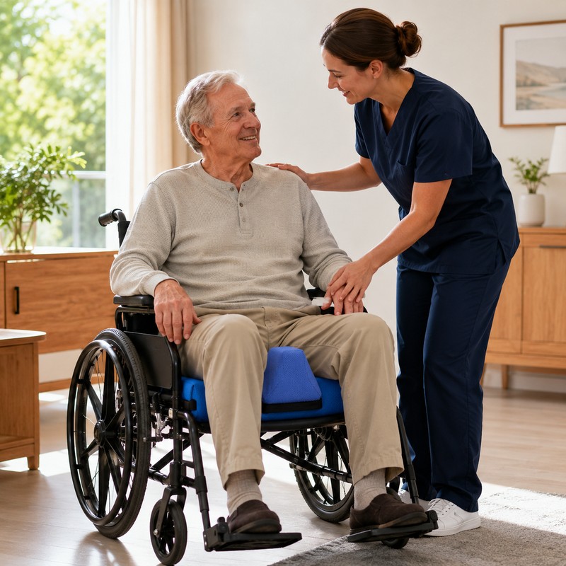 Adjustable Wheelchair Seat Cushion with Positioning Limiter – Pressure-Relief Elastic