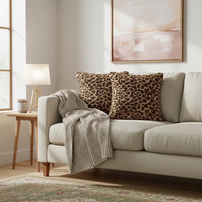 Hodeacc 6 Pack Leopard Printed Series Pillow Covers,Soft Plush Animal