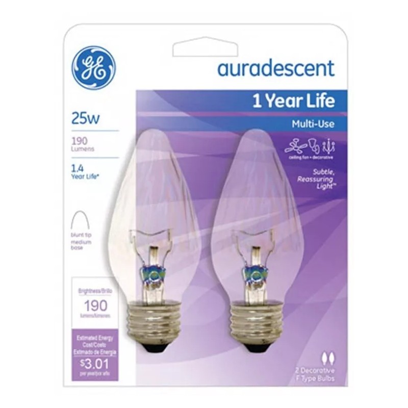 GE 75340 2 Count Flame Shape 25 Watt Auradescent Light