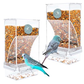 Automatic Feeder Birds Parrots Bird Feeder Acrylic Transparent Bird Feeder Bird Cage Accessories Cockatiel Feeder Automatic Feeder Cage Accessories for Budgies Accessories Canaries