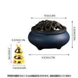 Round Incense Burner with Ceramic Lid, Fire Retardant Cotton and Meditation, Purifying, Incense Buddhist Tools, Aroma, Cone, Stick Incense, Teahouse, Office, Sleeping, Study and Coffee House(White)