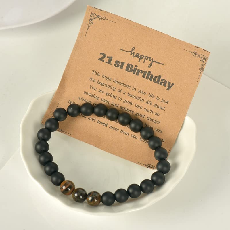 21st Birthday Gifts Bracelet for Him - Inspirational Beaded Bracelets