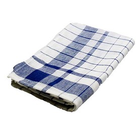 Made in Japan, Linen Blend Glass Towels, 50% Cotton, 50% Linen, 40 x 70 % for Professional Use, Commercial Use, 10 Sheets (Blue Lattice)
