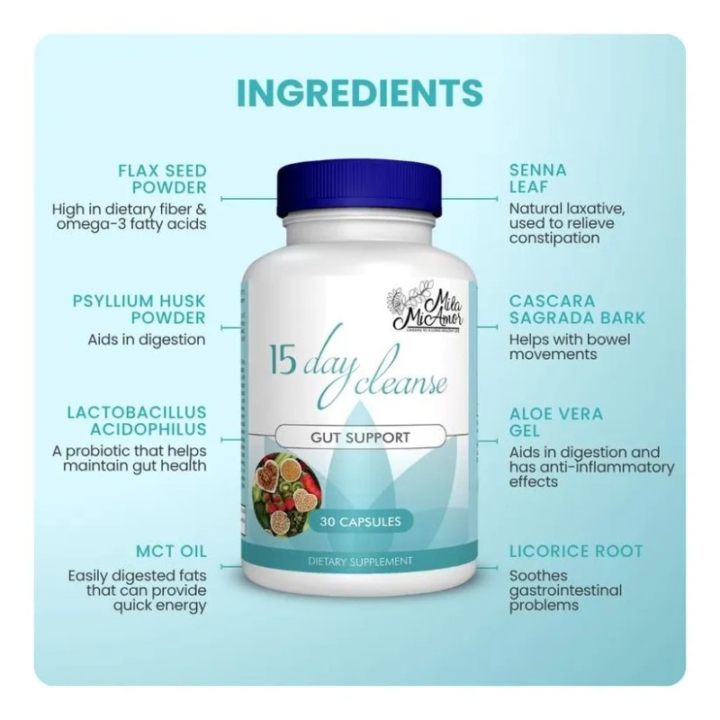 Milamiamor 15 Day Cleanse -gut Andcolon Support Sin Sabor