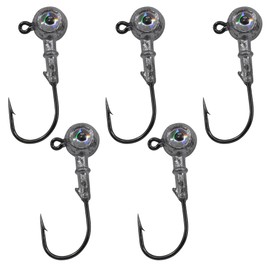Matrix Shad GoldenEye Jig Head Fishing Hooks for Redfish, Speckled Trout, Flounder, Crappie and Bass - Black Platinum 1/4 Ounce - 5 Count Bag (Pack of 1)