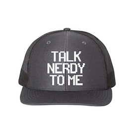 Talk Nerdy to Me/Gamer Hat/Snapback/Nerd Apparel/White Text (Charcoal/Black)