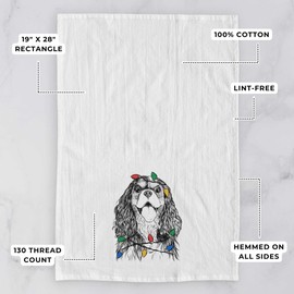 Inkopious Christmas Lights Brandy The Cavalier King Charles Spaniel Tea Towel, Dishcloth, Dinner Napkin, Flour Sack Towel, Kitchen Decoration, Set of 1