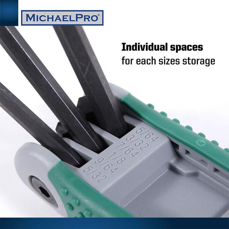 MichaelPro MP001007 Folding Hex Key Allen Wrench Set with SAE