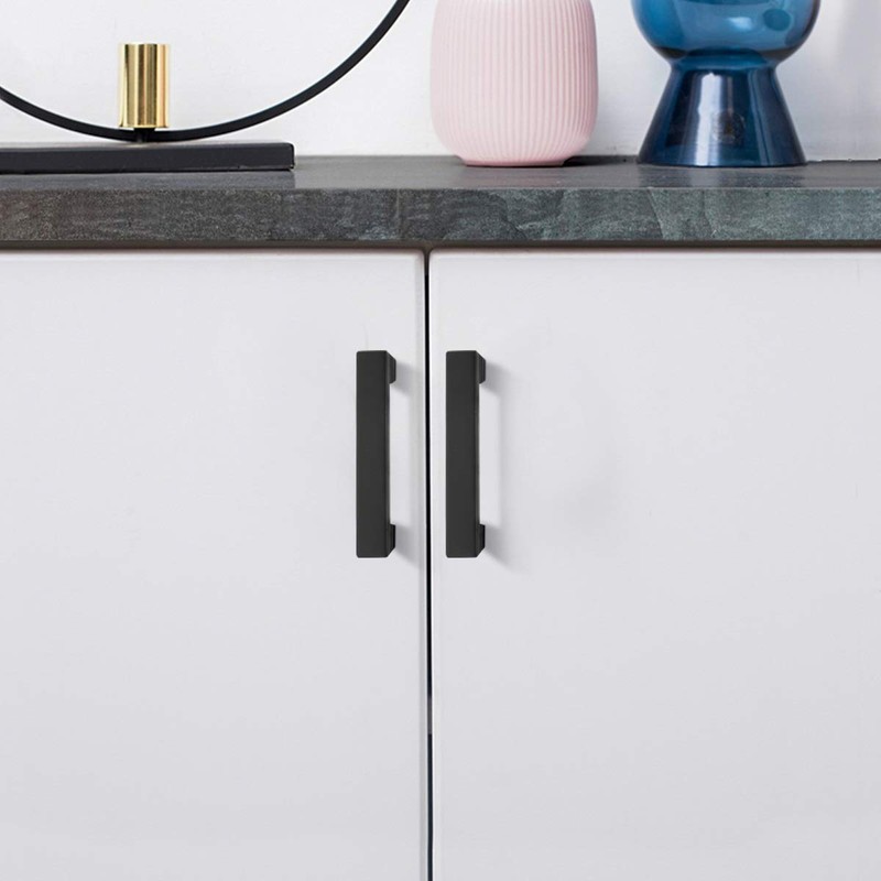 KNOBWELL 12 Pack Matte Black Modern Cabinet Handles Kitchen Drawer