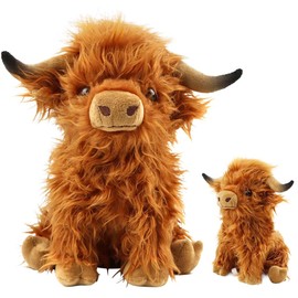 SKIKHN Highland Cow Brown Plush Toy, 28 cm Cuddly Toy, Highland Cow Plush Toy, Highland Cow Plush Toy, Highland Cow Soft Dolls, Cute Plush Toy Gifts for Children and Adults