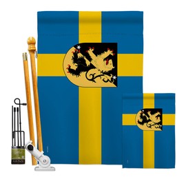 Provinces of Sweden Västergötland Garden House Flags Kit Regional Territory Old History Northern Europe Country Particular Area Small Decorative Gift Yard Banner Double-Sided Made In USA 28 X 40