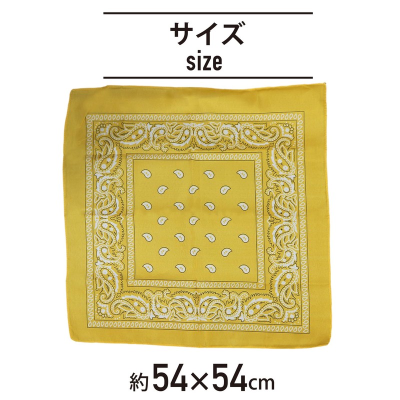 Kirakira Punpun Round Bandana, Large Paisley Pattern, Triangle Fabric, Approx.