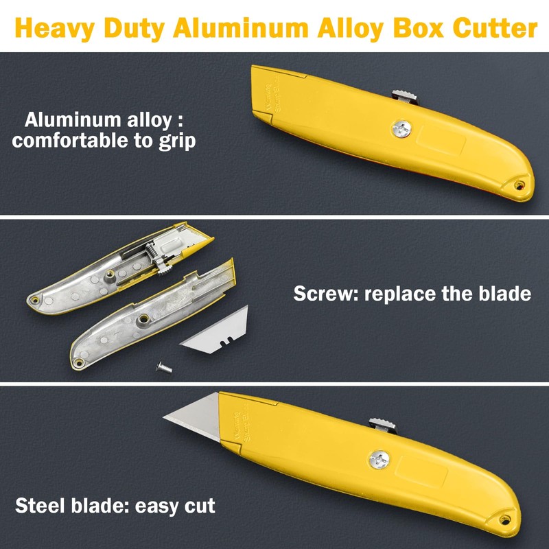 Lasnten 12 Pcs Box Cutter Bulk Retractable Utility Knife Heavy