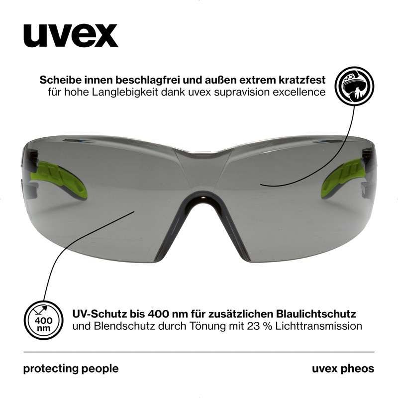 Uvex Pheos - Safety Glasses - Temple Glasses Supravision Excellence