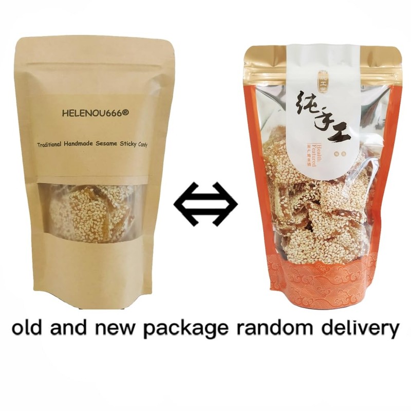 HelenOu666 Chinese Traditional Classical Childhood Snacks Soft Chewy Sticky Sesame