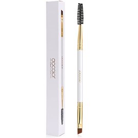 docolor Cepillo de cejas de doble punta, cepillo profesional en ángulo y cepillo para dar forma y definir las cejas (1, Blanco)