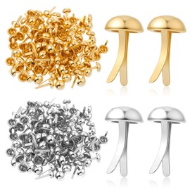 JIYIN 200 Stück Mini Brads, Runde Musterbeutelklammern Metall Rundkopfklammern Musterklammern Briefklammern für DIY Handarbeiten, Dekoration und Handwerk