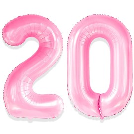 Yiran Sweet 20 Balloons 2 Balloons Pink Number 32inch 20 Pink 2 Pink Big Giant Jumbo Huge Foil Mylar Helium 20th 2nd Birthday Balloons for Girls Women Birthday Party Anniversary Decorations Supply
