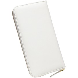 Berkut Feng Shui Color Cowhide Long Wallet, YKK Zipper, Round Zipper, Unisex, Good Luck, white