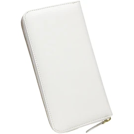 Berkut Feng Shui Color Cowhide Long Wallet, YKK Zipper, Round Zipper, Unisex, Good Luck, white