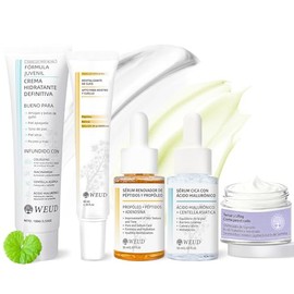 WEUD Skin Care Coreano 5 En 1 Kit, con 1 Crema Hidratante Centella Niacinamida + 1 crema de Ojos Retinal + 1 Crema para Cuello + 1 Serum Centella + 1 Serum Péptidos Propóleo, para Todo Tipo de Piel