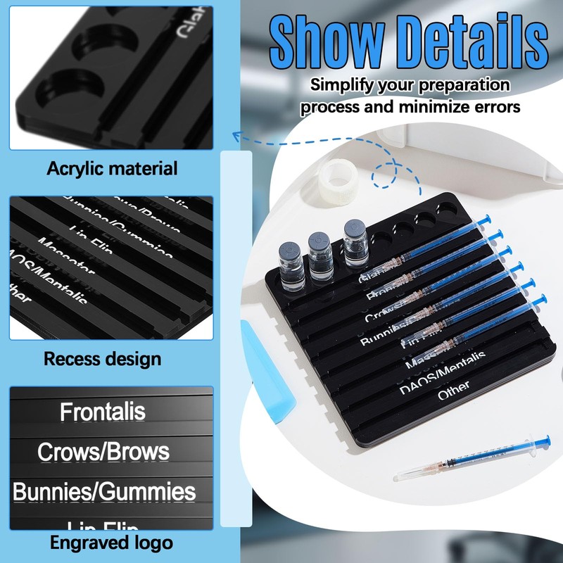 Chunful 2 Pcs Aesthetic Practitioner Syringe Tray with 8 Slots