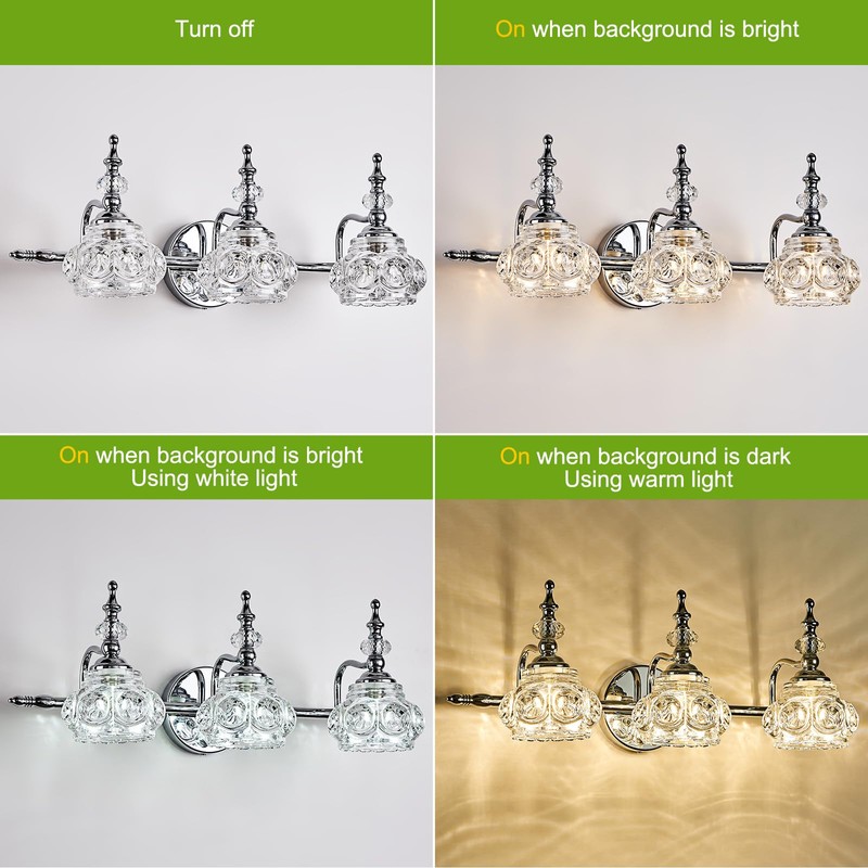 DJFHKO Vanity Lights for Bathroom Vanity Light Fixtures Chrome Vanity