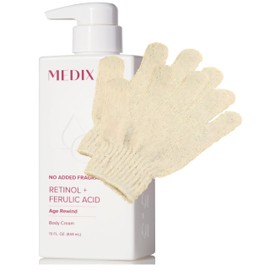 Medix 5.5 Fragrance Free Retinol Body Cream Crepey Skin Treatment, Firming Body & Face Moisturizer| Eco Exfoliating Gloves Skin Care Bundle 15 Fl Oz |Prosperina card