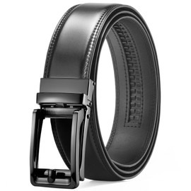 LCG LUCHENGYI Men's Ratchet Belt, 1 3/8'' Leather Dress Belt for Gift Men Dress and Casual, Trim to Fit