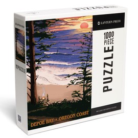 Depoe Bay, Oregon Coast, Sunset Surfers (1000 Piece Puzzle, Challenging Jigsaw Puzzle for Adults, Made in USA)