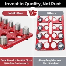 JoblikeBrez Thread Checker, 40 Nut and Bolt Thread Checker, Bolt Size and Thread Gauge 20 Standard & 20 Metric, Bolt Size Finder, Wall-Mountable Bolt Thread Identifier Gauge with Inch & CM Ruler