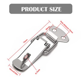 Lock Lever Clasp, Spring Clasp, Stainless Steel Clasp, Spring Clasp, Spring Clasp, Lever Closure, for Drawer, Safe (Silver), Pack of 4
