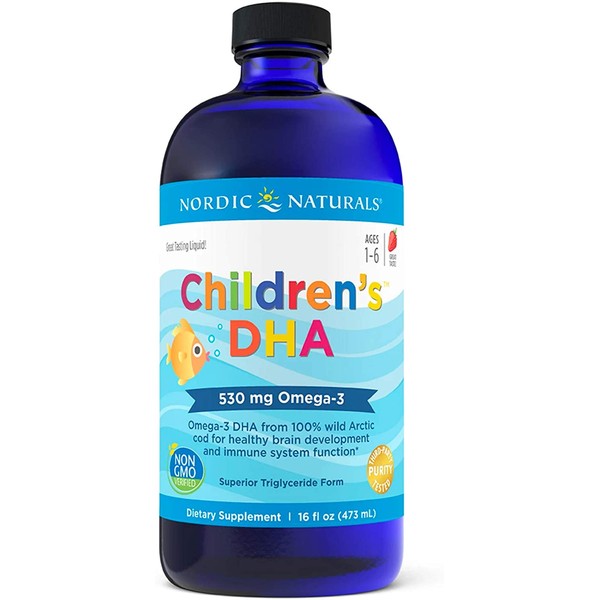 Nordic Naturals Children’s DHA, Strawberry - 16 oz - 530 mg Omega-3 with EPA & DHA - Brain Development & Function - Non-GMO - 192 Servings