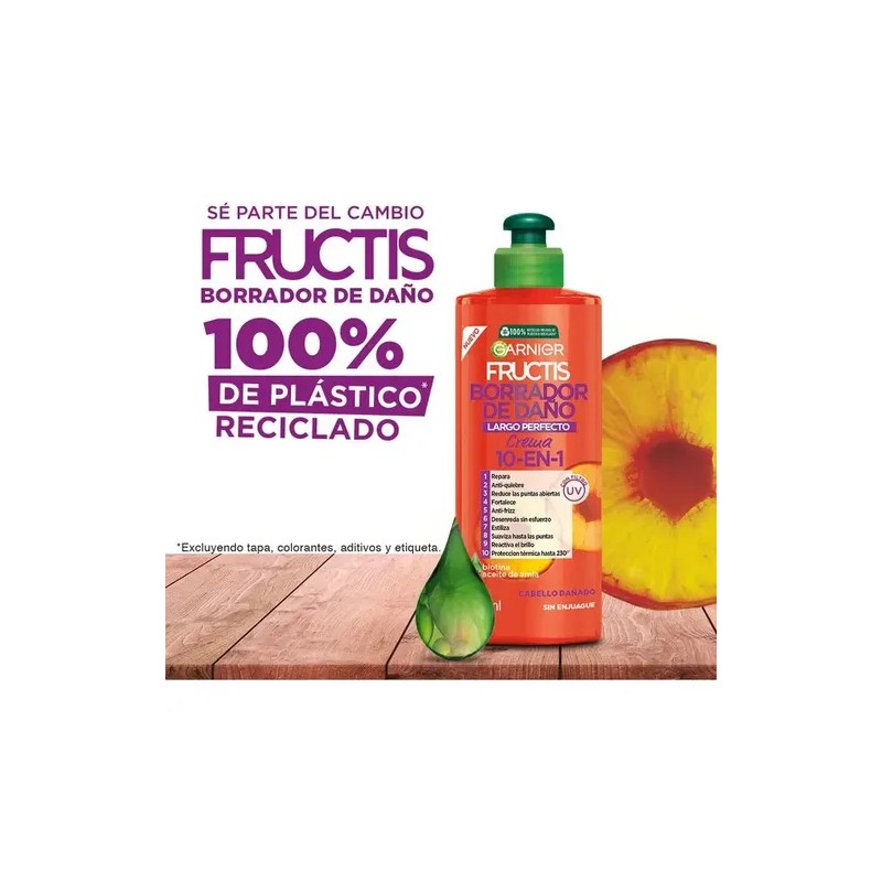 Crema para Peinar Garnier Fructis Borrador de Daño, 300 ml