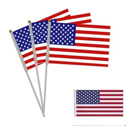 American Flag Mini Small US USA Handheld Stick Flags 5.5x8.3 Inch 10 Pack