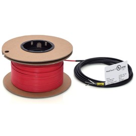 HeatTech 25 sqft Electric Radiant In-Floor Heating Cable 120V - 100ft long Radiant Floor Heating Cable, covers 18-35 sqft, 300 Watts - Heated Bathroom Floor Cable - Ceramic Tile Floor Heating