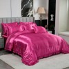 Herside Satin Hot Pink Ruffle Comforter Set with Sheet Set