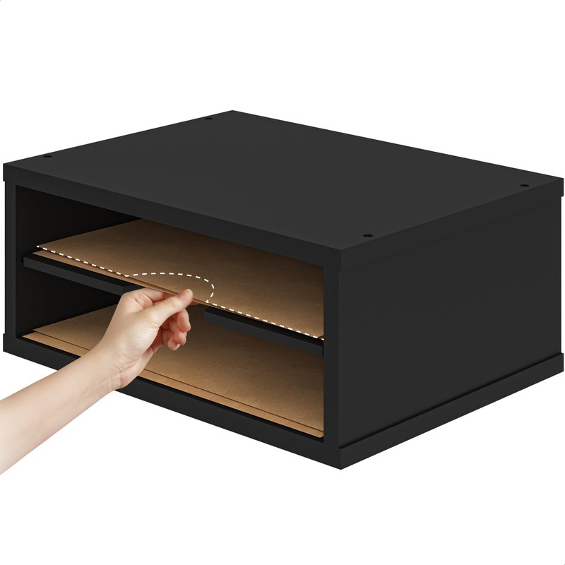 Ballucci File Organizer, 2-Tier Document Paper Sorter, Stackable Wood Desk