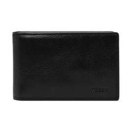 Fossil Andrew Men's Wallet, Eco Leather/PVC Trim Bifold Black 11.5 cm L x 1.9 cm W x 7.7 cm H ML4391001, black