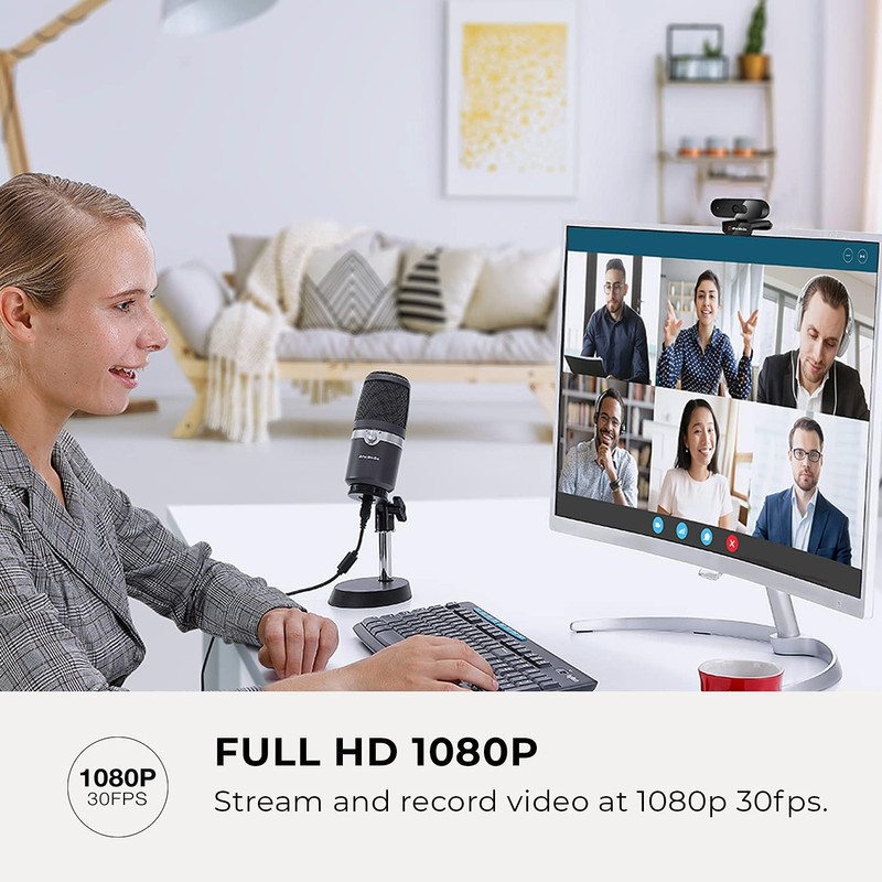 AVerMedia PW310P Webcam, Webcam Cover, 1080p/30fps Videochat and Recording, Plug