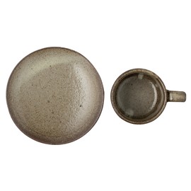 Marui Seikyo Shigaraki Ware MR-3-4387 Hechimon Cup & Saucer, Capacity Approx. 7.8 fl oz (200 ml), Ash Glaze, Brown