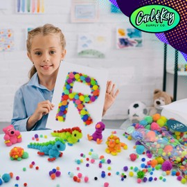 2200 Pieces - Pom Poms Balls for Craft Supplies - Large and Small Assorted Colored Fuzzy Pompoms with 200 Googly Eyes