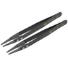 sourcing map ESD Precision Anti-Static Tweezers, Stainless Steel Flat Tip