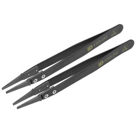 sourcing map ESD Precision Anti-Static Tweezers, Stainless Steel Flat Tip Tweezers for Craft Jewelry Electronics, 2 Pack