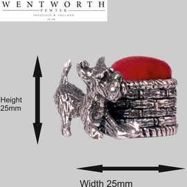 Wentworth Pewter - Terrier and Basket Pewter Pin Cushion - 25mm x 25mm