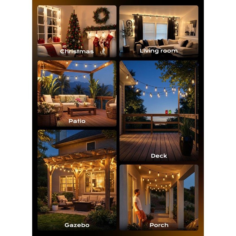 Minetom 100FT Outdoor String Lights with Remote, ST38 Patio Lights